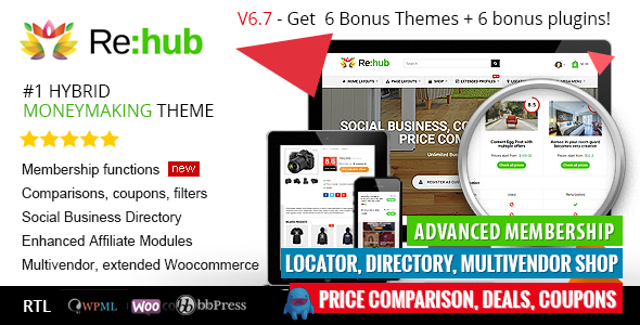 REHub - Price Comparison, Business Community, Multi Vendor, Directory Theme