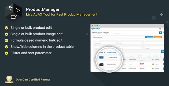 ProductManager - Fast Bulk Product Management Tool Opencart Extension 3 ProductManager Fast Bulk Product Management Tool 1
