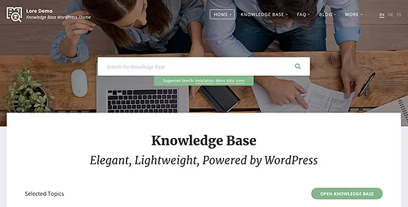 Lore Elegant Knowledge Base WordPress Theme