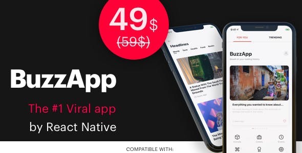 BuzzApp - Viral Magazine WordPress app by React Native (CeNews)