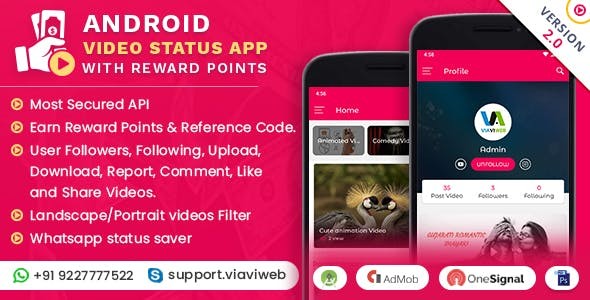 Android Video Status App With Reward Points