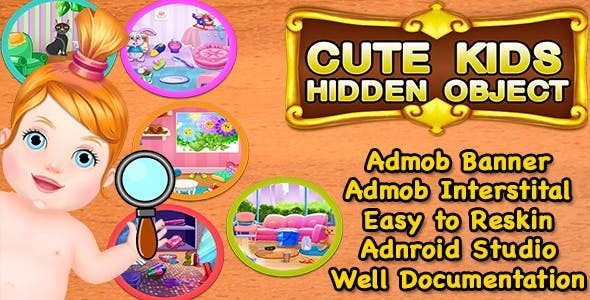 Cute Kids Hidden Object + Best Hidden Object Game For Kids + Admob + Android Studio