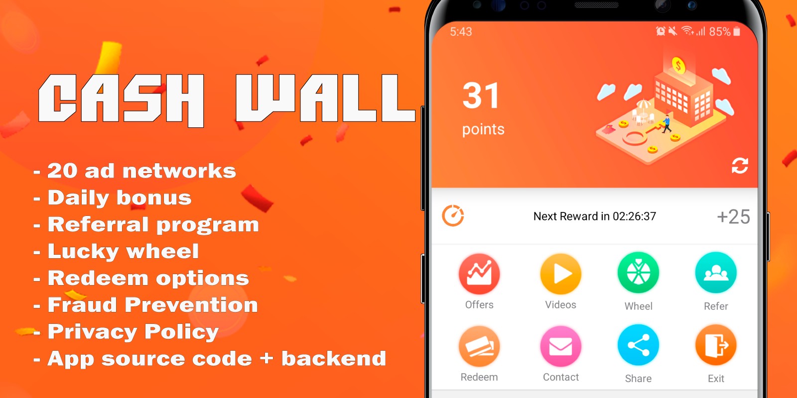 Cash Wall - Android Rewards App Source Code 2.1 - CodeGood