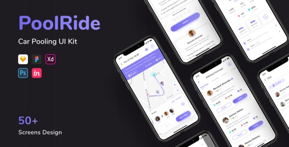 PoolRide - Car Pooling UI Kit 1 PoolRide Car Pooling UI Kit