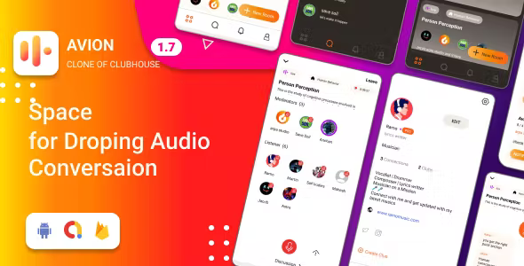 Avion Social Audio App Clone of Clubhouse social networking app with admob ads Social Media app