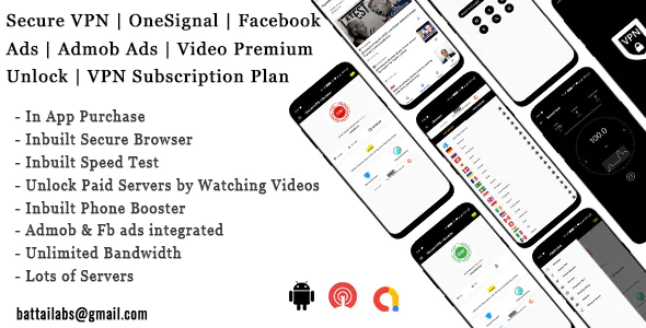 Secure VPN OneSignal Facebook Ads Admob Ads Video Premium Unlock VPN Subscription Plan