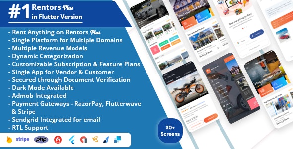 Rentors Plus- Universal Flutter App For Renting and Hiring 1.4 3 Rentors Plus Universal Flutter App For Renting and Hiring