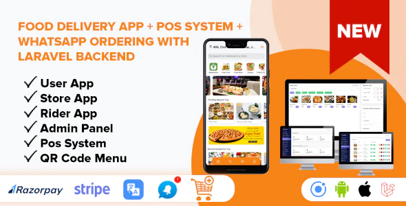 Food Delivery App POS System WhatsApp Ordering Complete SaaS Solution ionic 5 Laravel