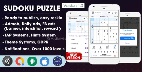 Sudoku Puzzle Unity Template Project