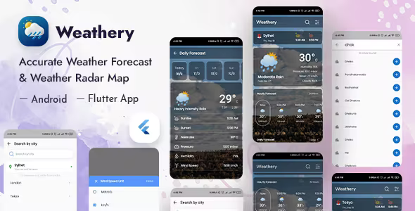 Weathery Weather Forecast Radar Map Flutter App