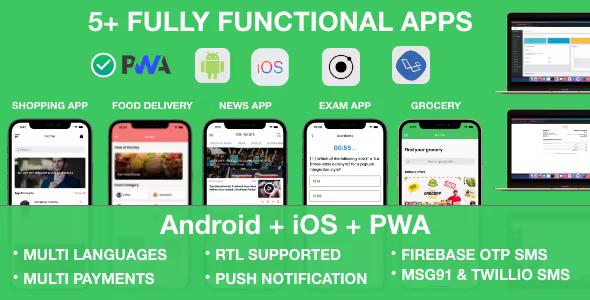 ionic 5 full app pwa supported grocery food delivery news app tinder clone shopping app
