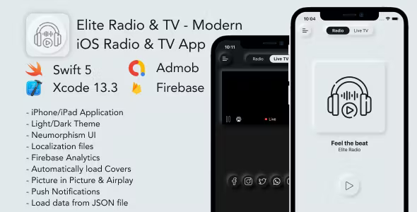 Elite Radio TV Modern iOS Radio TV App