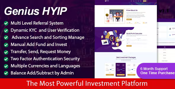 Genius HYIP All in One Investment Platform