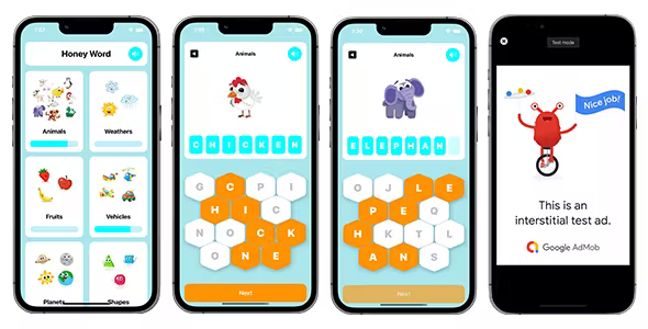Honey Word Puzzle Game SwiftUI Full iOS Game For Kids