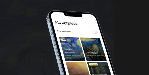 Wallpapers app with descriptions collections and push notifications