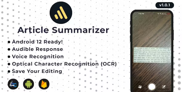 Article Summarizer OCR Voice Typing Audible Output Android Studio AdMob OneSignal