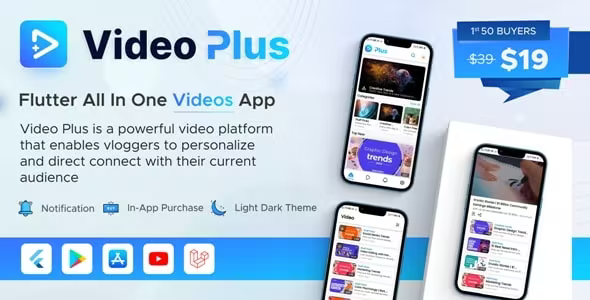 Video Plus Flutter All In One Videos App with Laravel Admin Panel