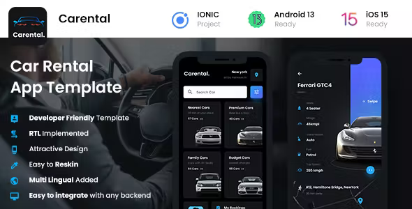 2 App Template Car Rental Booking App UI Kit Self driving Car App UI Kit Car Rent App Carrental