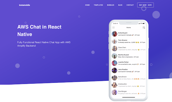 AWS Chat in React Native Instamobile