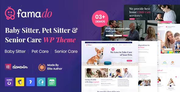 Famado Baby Pet Sitter Services WordPress Theme