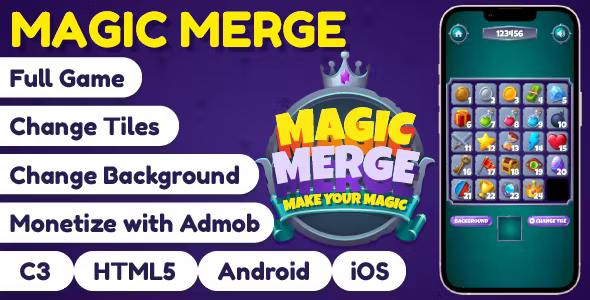 Magic Merge Game 3D Full Game HTML5Construct 3