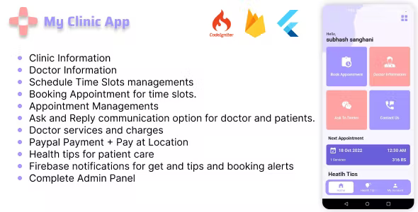 Personal Clinic App for Doctor Complete Flutter app for doctor appointment booking