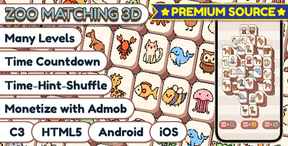 Premium Game Zoo Matching 3D HTML5Construct3